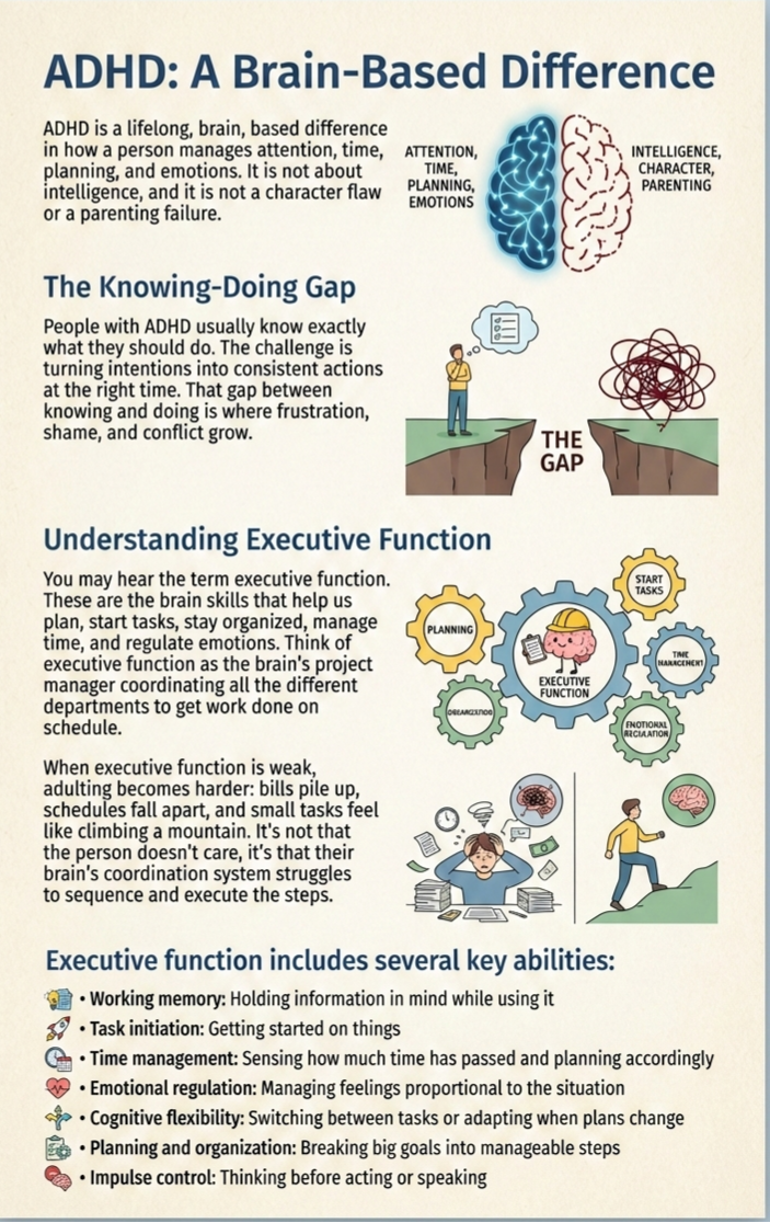 ADHD as a brain-based difference infographic